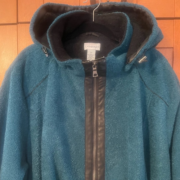 Catherine’s Plus Sz 5X (32/34) NWT Teal Sherpa Fleece Coat - Picture 3 of 7